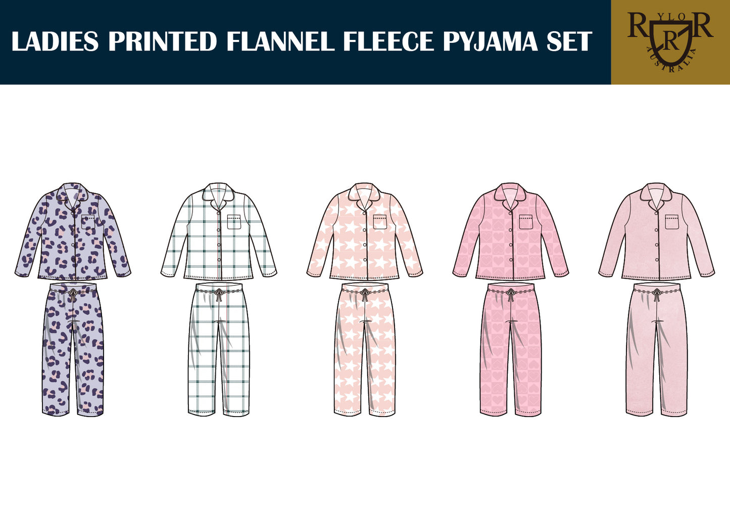 Womens Flannel Fleece Button-Down Pyjama Set - Carton of 30