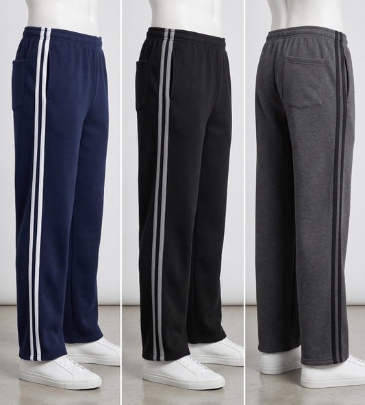 Mens Fleece Track Pants with Open Hem - Carton of 24