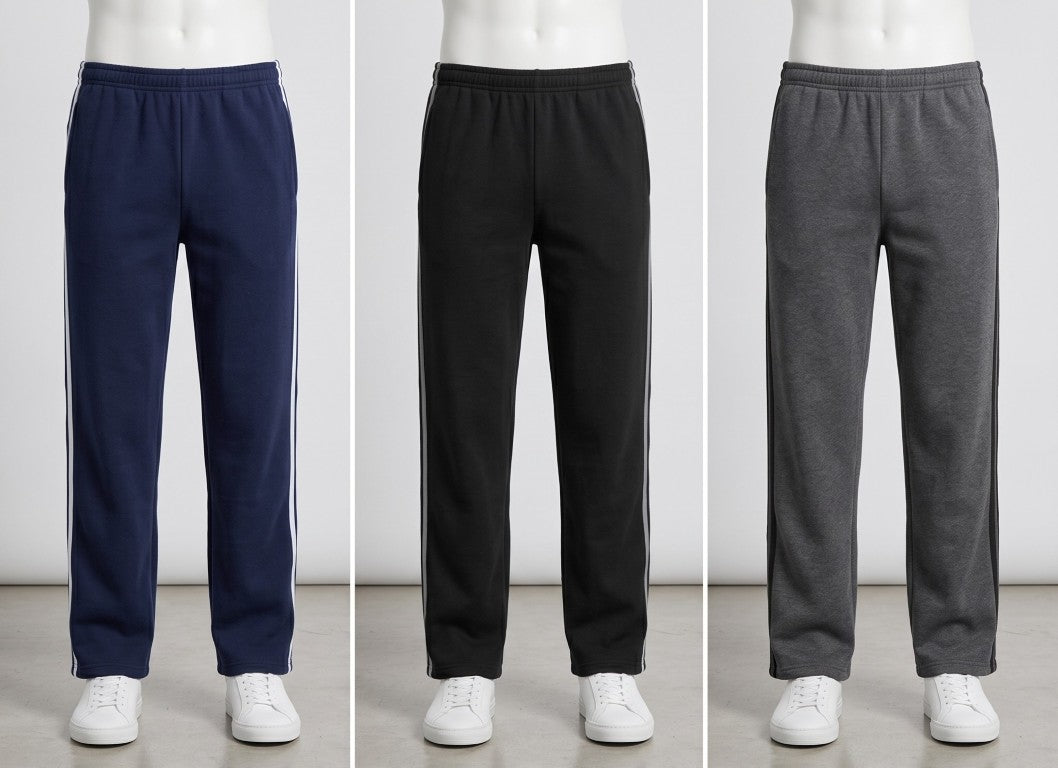 Mens Fleece Track Pants with Open Hem - Carton of 24