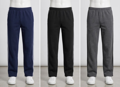 Mens Fleece Track Pants with Open Hem - Carton of 24