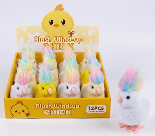 Wind Up Plush Parrot with Troll Hair